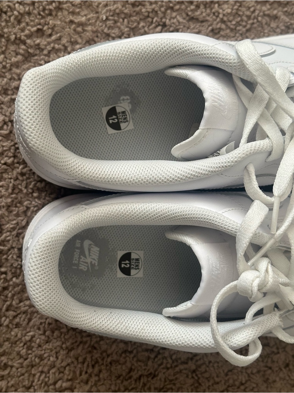 Nike Air Force 1 White Low-Top Leather Sneakers Size 12 - Picture 5 of 5